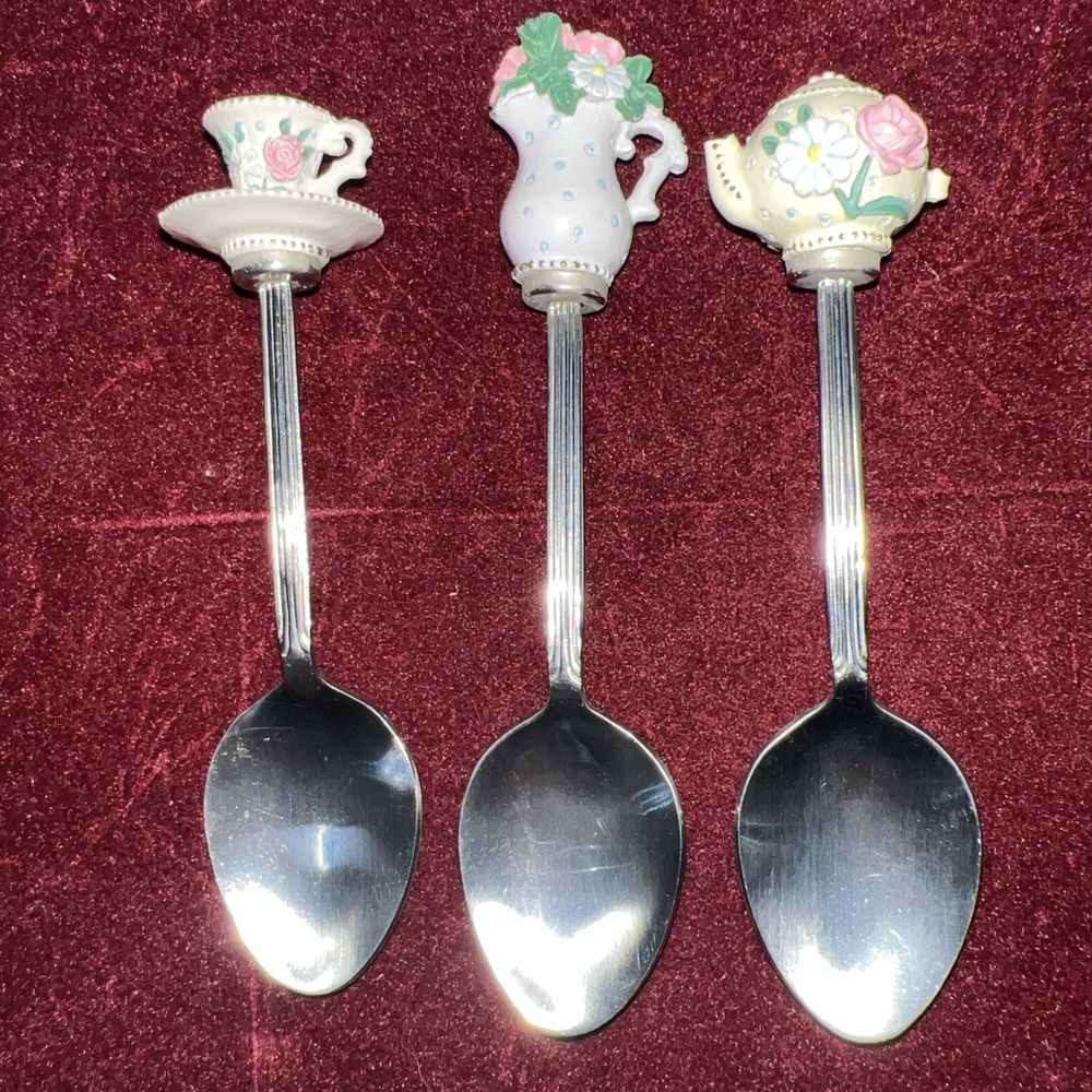 Vintage Avon Tea Time Memories Collector stainless steel, China Spoons - 3 Style